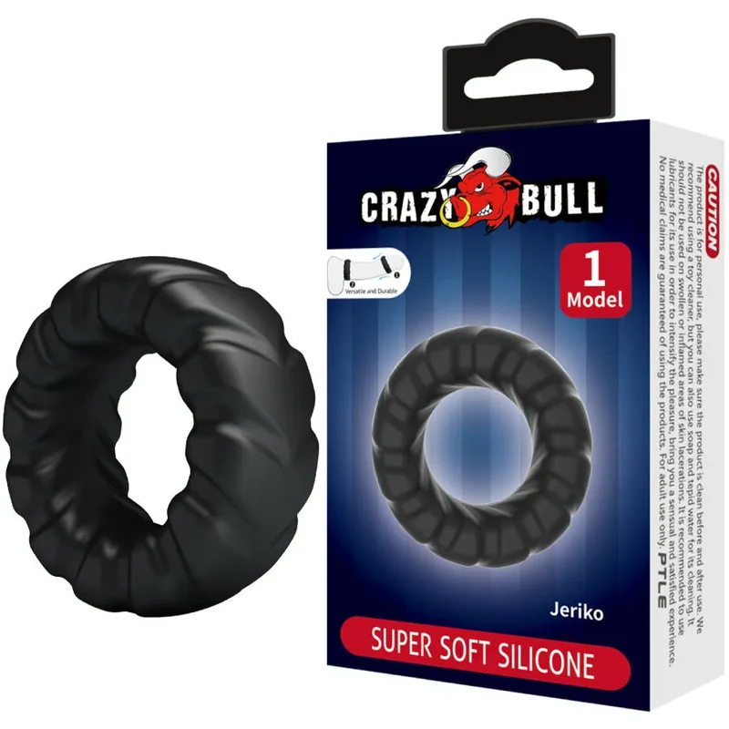 Crazy Bull - Anneau Pénien Silicone Jeriko Modèle 1 - Design Circulaire Texturé - Hypoallergénique - Sexe Intime - Sextoy - Confort Optimal - Durable - Discret - Érotisme