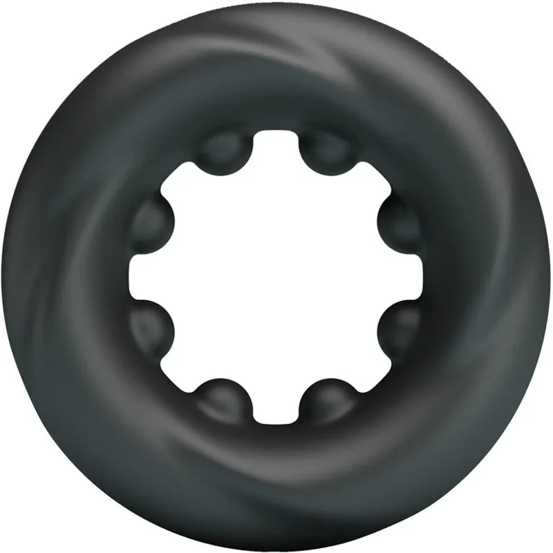 bague silicone ergonomique souple extensible doux hypoallergénique noire stimulante protubérances internes ondulations relief adhérence confort érection prolongation plaisir intime masculin