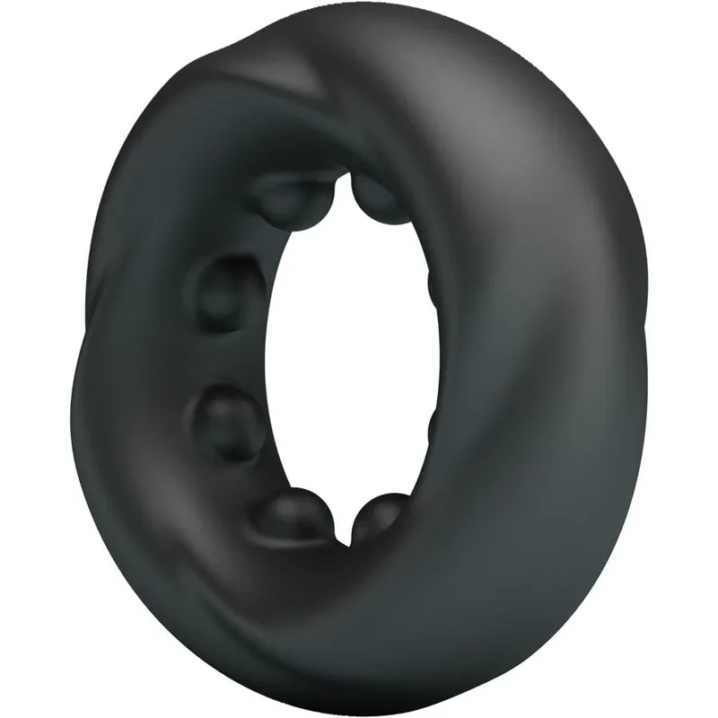 bague silicone ergonomique souple extensible doux hypoallergénique noire stimulante protubérances internes ondulations relief adhérence confort érection prolongation plaisir intime masculin