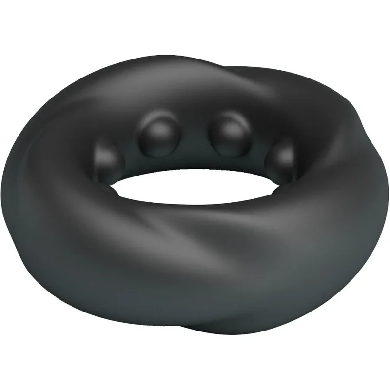 bague silicone ergonomique souple extensible doux hypoallergénique noire stimulante protubérances internes ondulations relief adhérence confort érection prolongation plaisir intime masculin