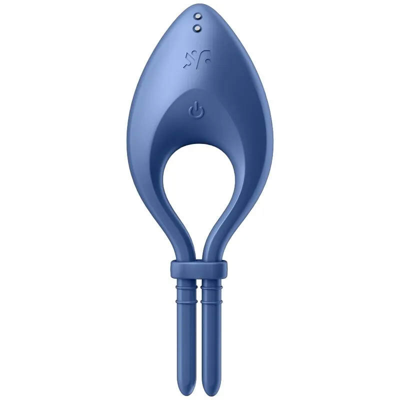 Anneau vibrant Satisfyer Bullseye silicone médical réglable stimulation intime intimité sextoy couple application contrôlablebleu