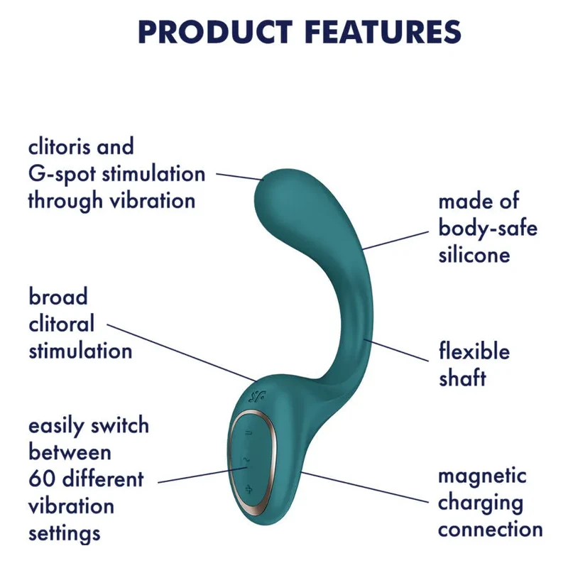 vibrateur sextoy ergonomique incurvé silicone médical flexible double moteurs puissants 60 programmes vibrations stimulation clitoridienne vaginale rechargeable