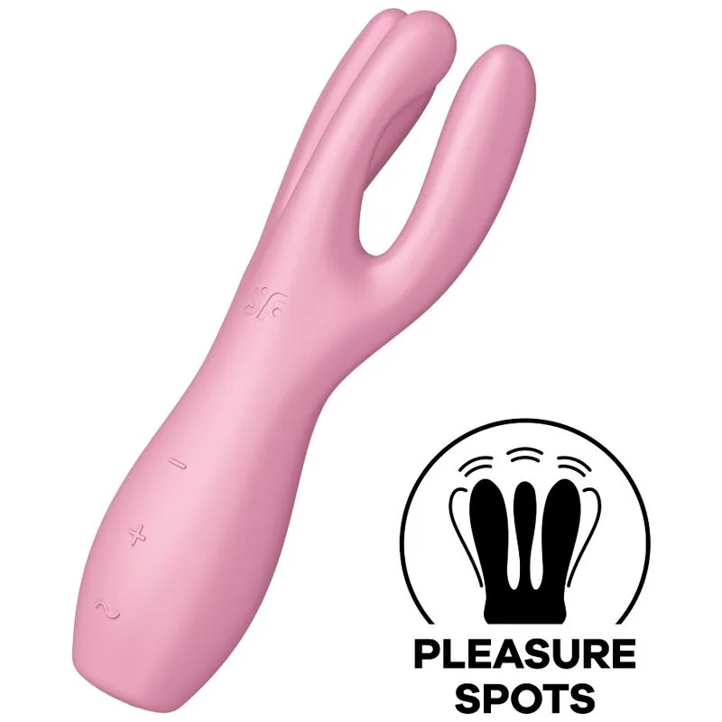 Satisfyer Threesome 3 Rose - Vibrateur innovant 3 bras stimulation clitoridienne labia silicone médical rechargeable 15 ans garantie