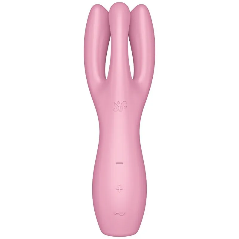 Satisfyer Threesome 3 Rose - Vibrateur innovant 3 bras stimulation clitoridienne labia silicone médical rechargeable 15 ans garantie