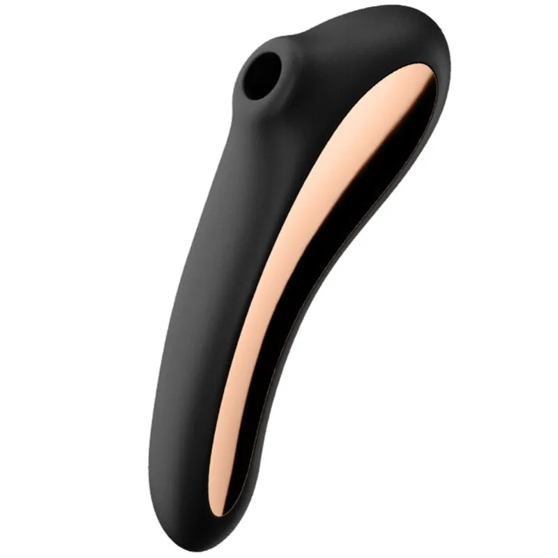 Vibrateur Dual Kiss Air Pulse Noir stimulation clitoridienne silicone médical étanche IPX7 sextoy design moderne couple plaisir intime