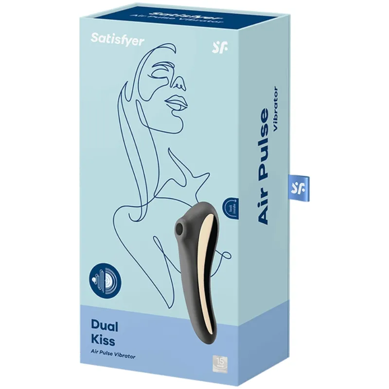 Vibrateur Dual Kiss Air Pulse Noir stimulation clitoridienne silicone médical étanche IPX7 sextoy design moderne couple plaisir intime