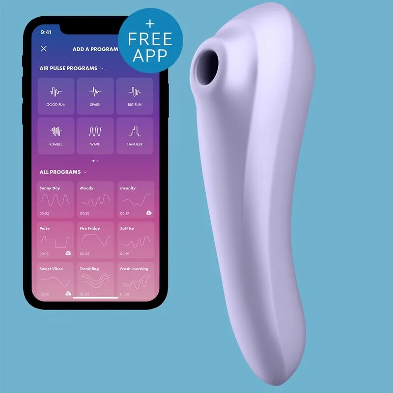 Stimulateur clitoridien à pulsations d'air connectable application Satisfyer DUAL PLEASURE Air Pulse Mauve femme couple sextoy