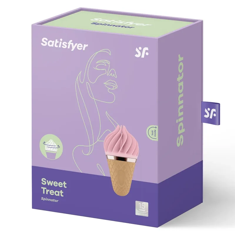 Satisfyer Spinnator Sweet Treat Brun & Rose – Sextoy Vibrant avec刺激 Clitoridienne en Silicone Médical, Design Discret, Idéal pour Couple et Soins Intimes