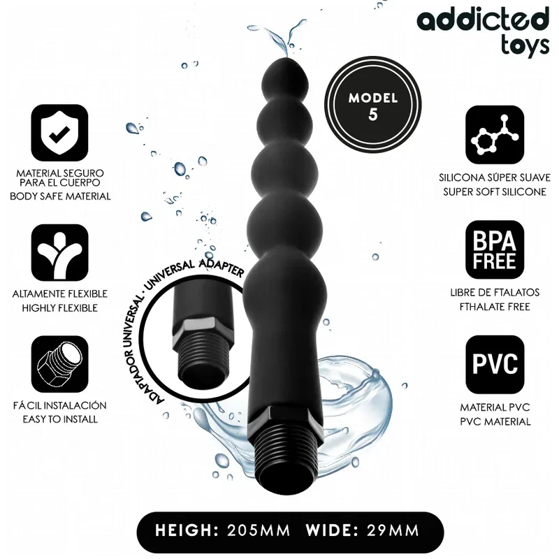 Addicted Toys - Nettoyeur Anal Universel en Silicone noir, Design innovant, Hygiène intime, Usage quotidien, Confort maximal