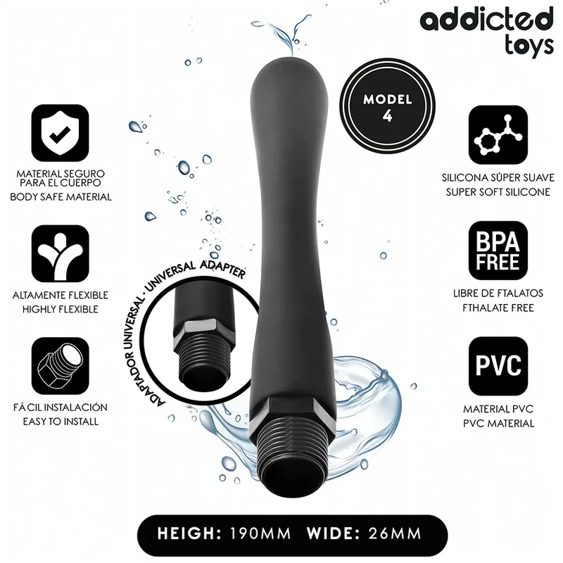 Nettoyeur anal quatrième ergonomique adaptateur universel confort doux silicone PVC hypoallergénique antibactérien discret sécurisé insertion profonde