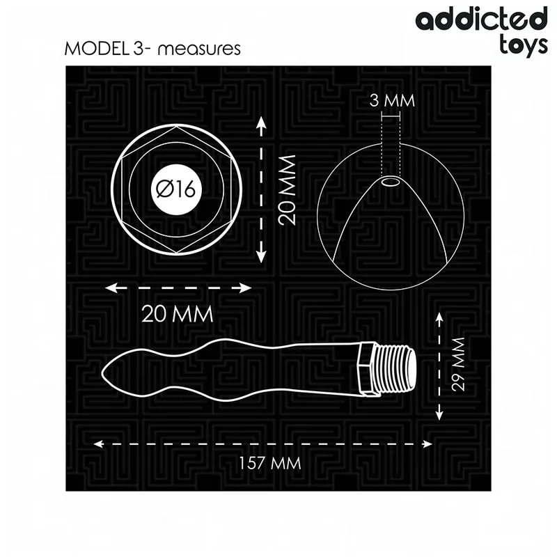 nettoyeur anal universel silicone souple adaptateur modèle3 ergonomique hypoallergénique facile nettoyage insertion arrondie discrétion noir connexion filetée dimensions compactes
