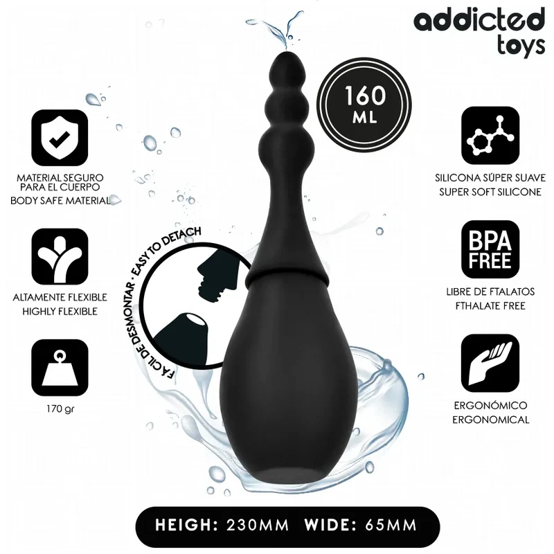 Nettoyeur Voyage Silicone Haute Qualité Hygiène Intime Discret Sécurisé Portable Compact Noir 160ml Ergonomique Bulbée Conique Sphérique Doux