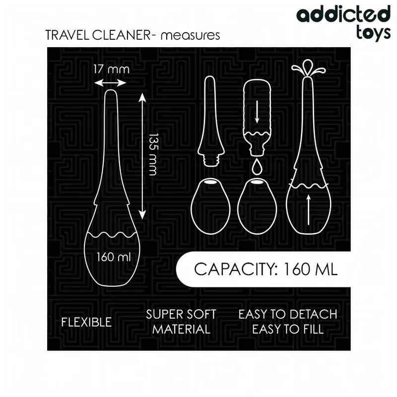Nettoyeur de voyage Addicted Toys - Solution hygiénique portable pour sextoys - Design ergonomique - Matériaux sûrs - Usage discret