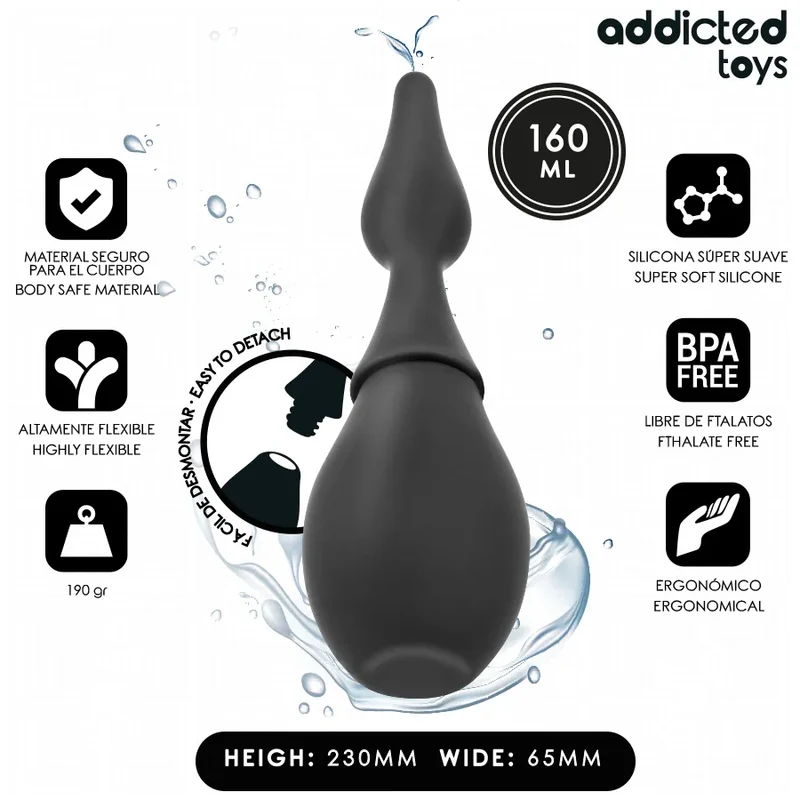 Nettoyeur De Voyage Addicted Toys - Douche Anale Silicone Portable 160ml Étanche Design Érgonomique Hygiène Intime Discrète