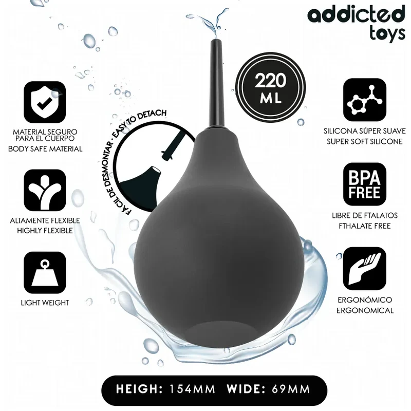 Nettoyant anal de voyage Addicted Toys Taille L 220ml Hygiène intime durable Design ergonomique Silicone PVC