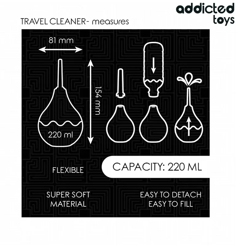 Nettoyant anal de voyage Addicted Toys Taille L 220ml Hygiène intime durable Design ergonomique Silicone PVC