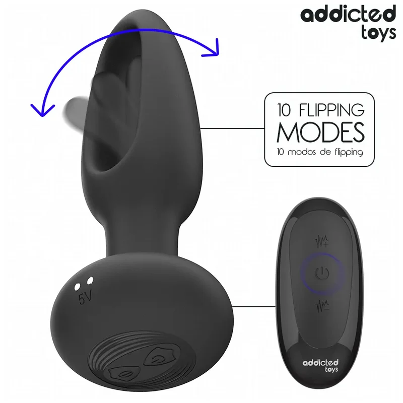 Plug anal innovant Addicted Toys langue vibrante télécommande sans fil silicone hypoallergénique stimulation intime couple plaisir intensifié