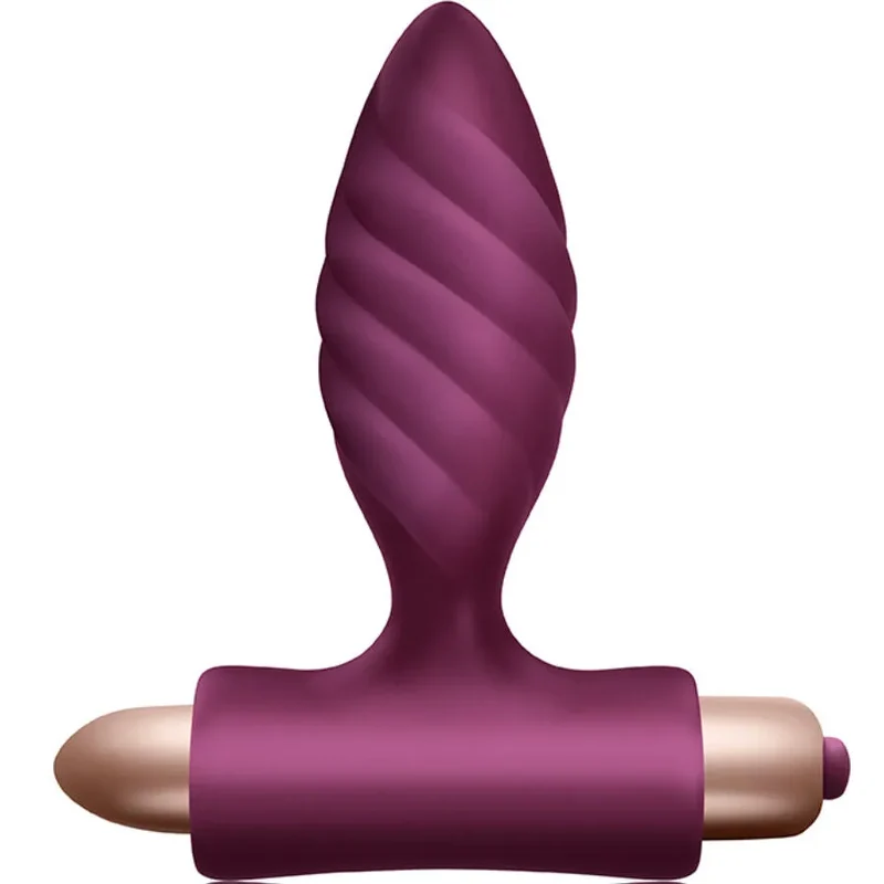 Dilatateur anal torsadé vibrant Oryx silicone médical hypoallergénique souple amovible métallique doré ergonomique base conique pointue discret réglable dix niveaux