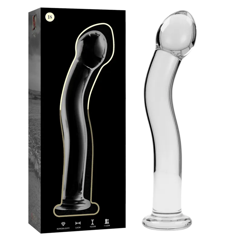 Plug anal en verre borosilicate incurvé transparent Nebula Series by Ibiza 18.5 cm 3.5 cm stimulation ciblée sécurité design luxueux sextoy intime couple