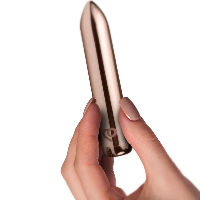 Vibromasseur rechargeable rose dorée stimulation ciblée puissante design élégant compact pour femmes hommes couple sextoy discret