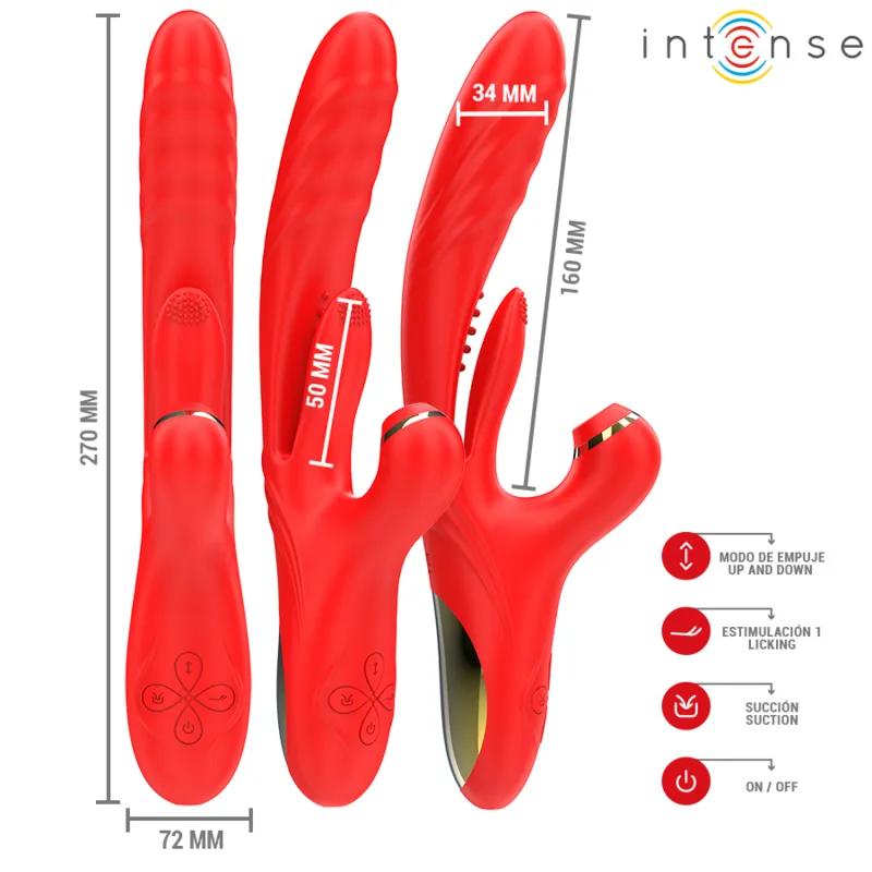 Vibromasseur multifonctionnel Karol - Stimulation interne et externe - Silicone médical, rechargeable, silencieux - Rouge