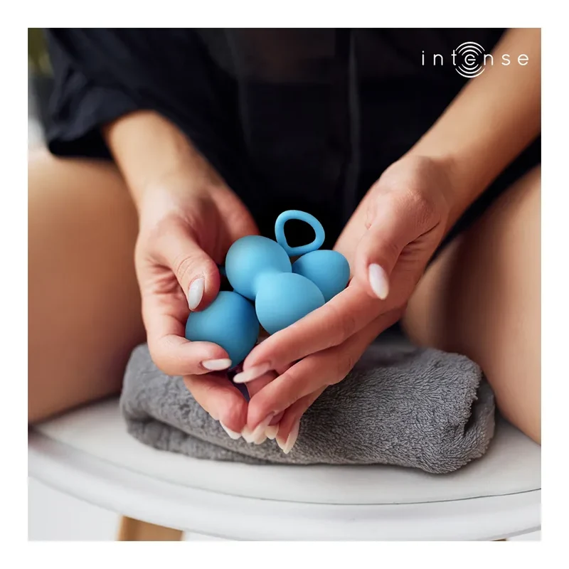 Boules de Kegel Charli Intense - Kit de renforcement pelvien - Tonus musculaire - Confort et sécurité - Silicone médical hypoallergénique - Design moderne bleu