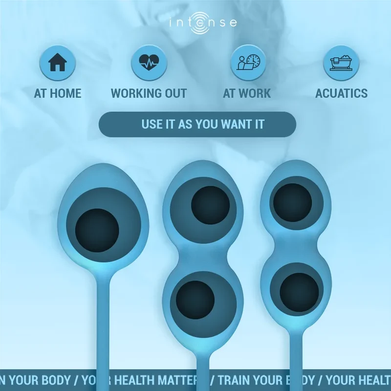 Boules de Kegel Charli Intense - Kit de renforcement pelvien - Tonus musculaire - Confort et sécurité - Silicone médical hypoallergénique - Design moderne bleu