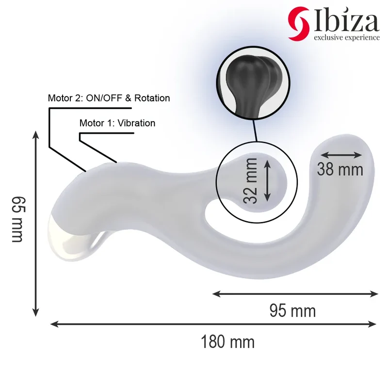Stimulateur vibrant et rotatif Ibiza - Double stimulation 2 moteurs 10 modes vibration rotation - Sextoy intime couple plaisir