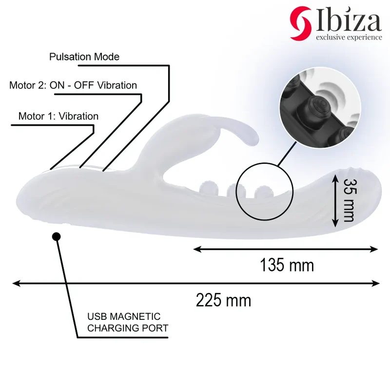 Vibromasseur rabbit pulsé silicone ABS stimulation clitoridienne vaginale double moteur 7 vibrations 7 pulsations sécuritaire élégant couple plaisir intime