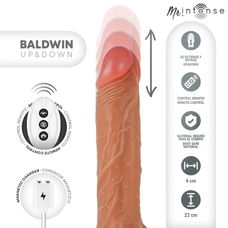 Godemichet réaliste télécommandé MR INTENSE Baldwin stimulation intense up and down 22 cm silicone médical安全 sextoy pour femmes et couples