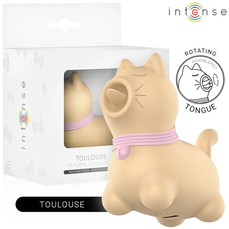 stimulateur clitoridien langue rotative silicone médical hypoallergénique douce compact maniable discret ludique mignon oreilles beige rose ergonomique silencieux