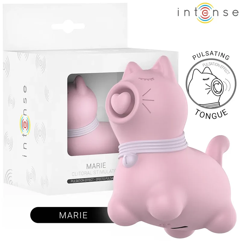 Stimulateur de langue effet pulsation design chat Marie Pink silicone doux sextoy clitoridien intime couple plaisir intense