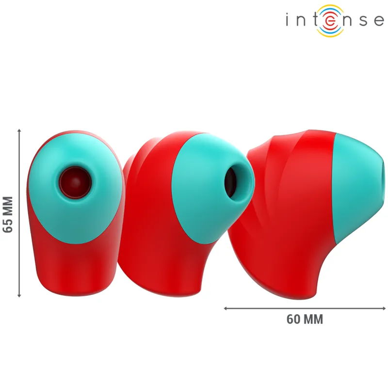 Stimulateur clitoridien Donnie Intense rouge/turquoise stimulation par succion silicone médical hypoallergénique portable sextoy discret