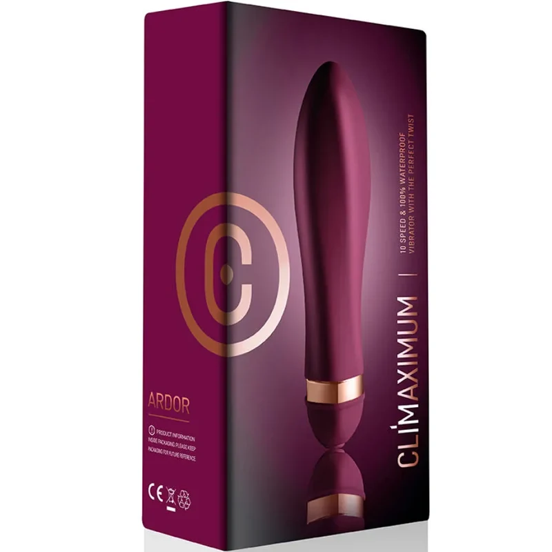 Vibrateur Twisted Ardor Climaximum 10 vitesses intense stimulation intimité silicone ABS discrétion IPX7 batterie pile AA