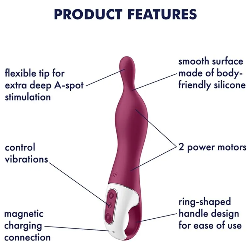 Vibrateur silencieux pour stimulation profonde du point A, silicone médical, rechargeable, design érgonomique, sextoy discret pour femmes et couples