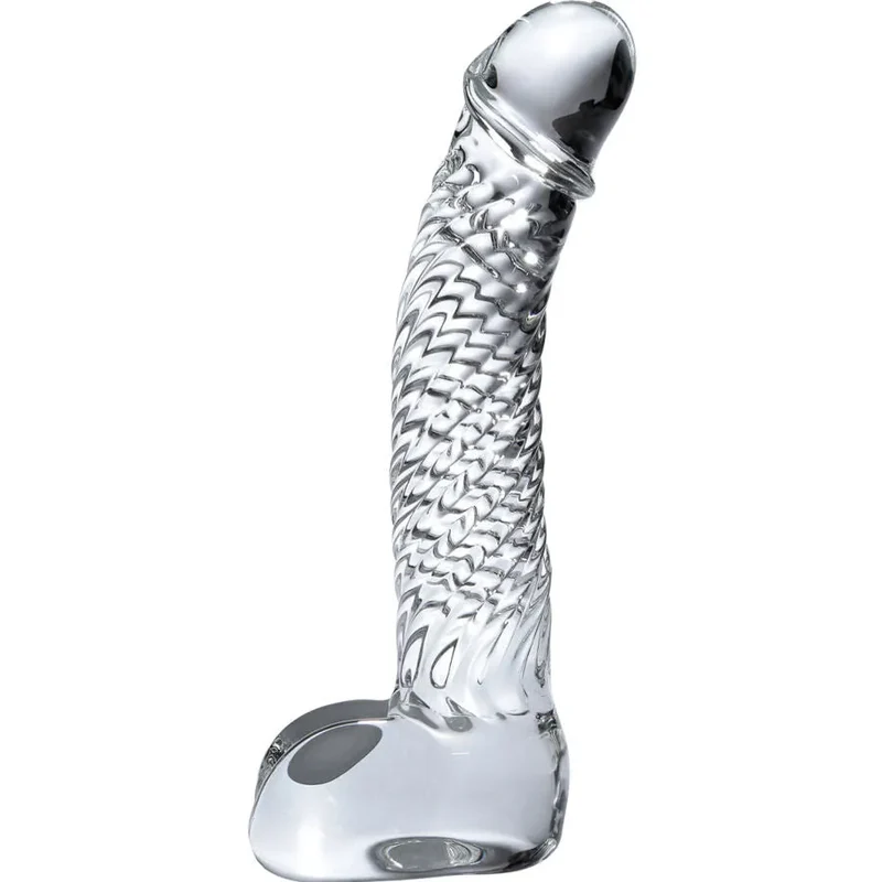 masseur verre luxe ergonomique incurvé tige veineuse stimulation précise pointG pointP sansphtalates hygiénique lisse base plate robuste maniable harnaiscompatible discret