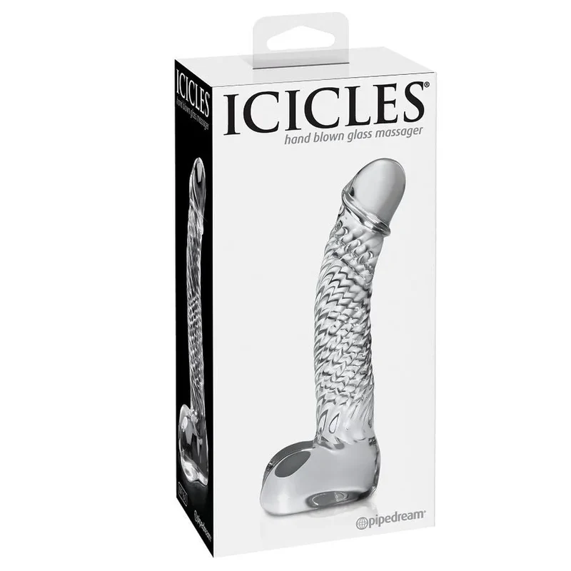 masseur verre luxe ergonomique incurvé tige veineuse stimulation précise pointG pointP sansphtalates hygiénique lisse base plate robuste maniable harnaiscompatible discret