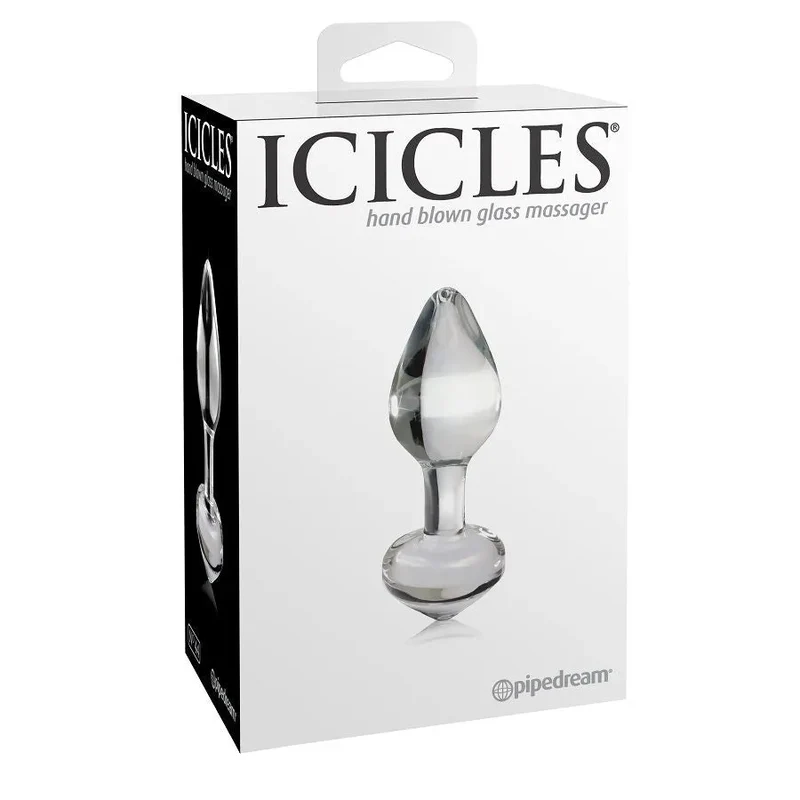 bouchon anal verre transparent conique élégant stimulation prostatique base évasée anneau retrait sécurisé texture lisse hygiénique compatible lubrifiants