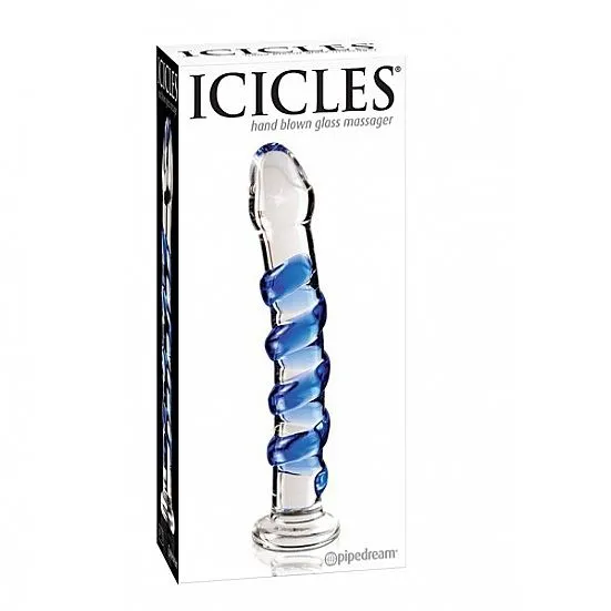 Sextoy en verre soufflé design élégant et unique stimulation intense sextoy en verre hypoallergénique durabilité longue vie sextoy en verre transparent spirale bleue sextoy en verre pour stimulation vaginale anale