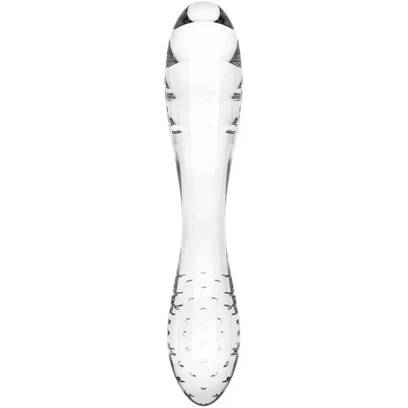 Jouet intime en verre Satisfyer cristal transparent stimulation thermique sextoy double usage point G stimulation clitoridienne hypoallergénique
