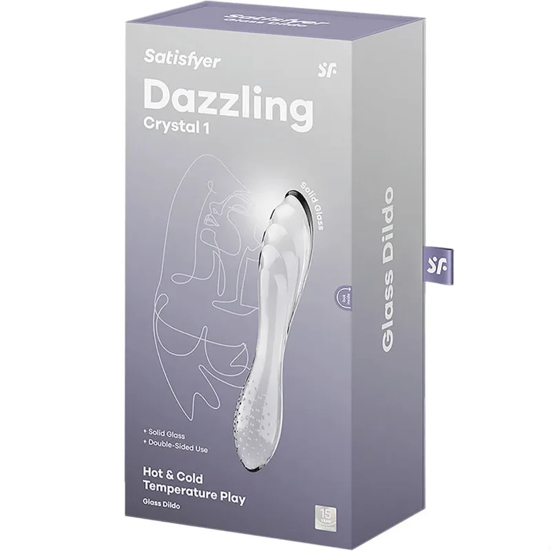 Jouet intime en verre Satisfyer cristal transparent stimulation thermique sextoy double usage point G stimulation clitoridienne hypoallergénique
