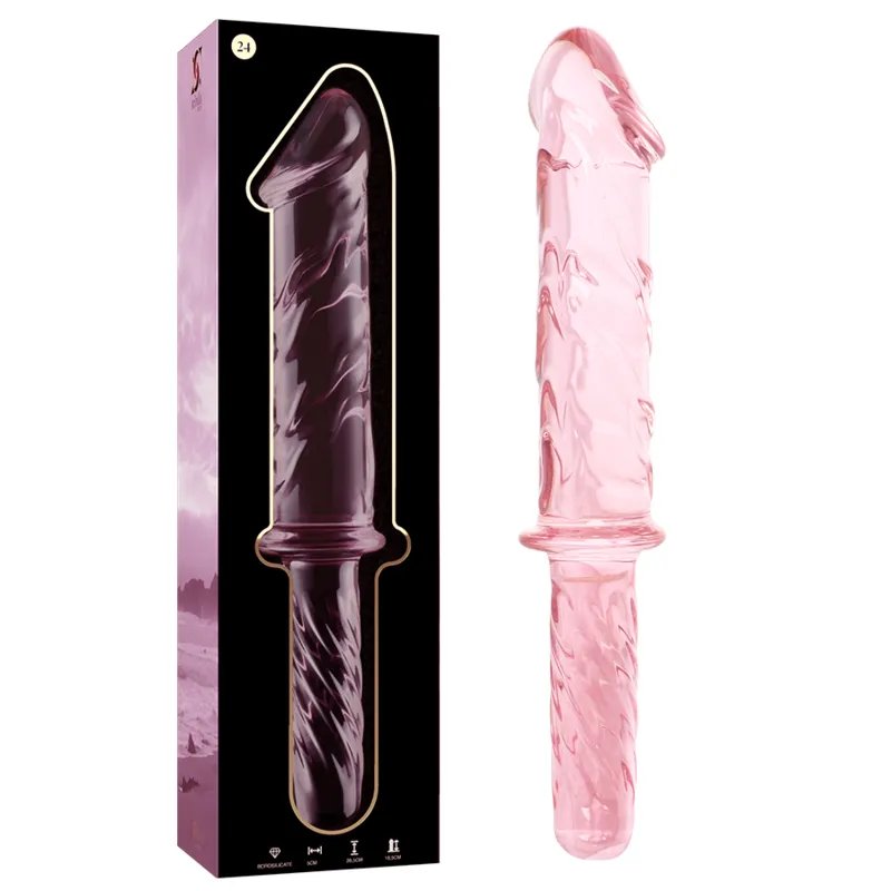 Plug anal verre borosilicate spiralé rose transparent hypoallergénique résistant chocs thermique ergonomique base élargie stimulation intense nettoyage facile compatible lubrifiants