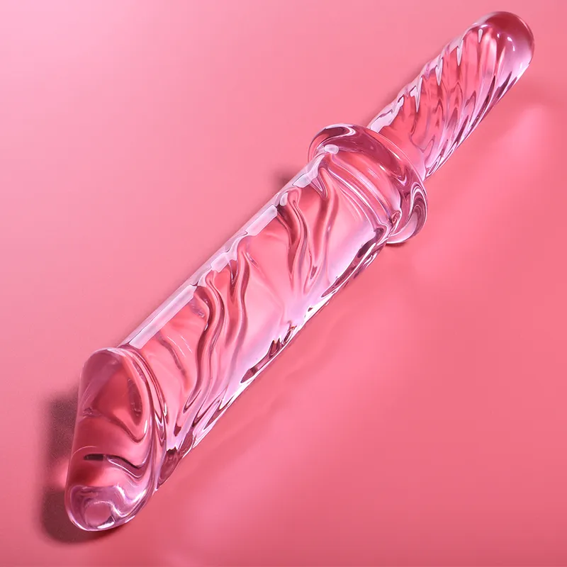 Plug anal verre borosilicate spiralé rose transparent hypoallergénique résistant chocs thermique ergonomique base élargie stimulation intense nettoyage facile compatible lubrifiants