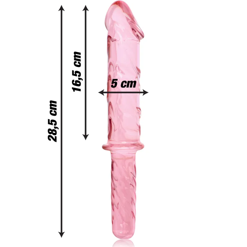 Plug anal verre borosilicate spiralé rose transparent hypoallergénique résistant chocs thermique ergonomique base élargie stimulation intense nettoyage facile compatible lubrifiants