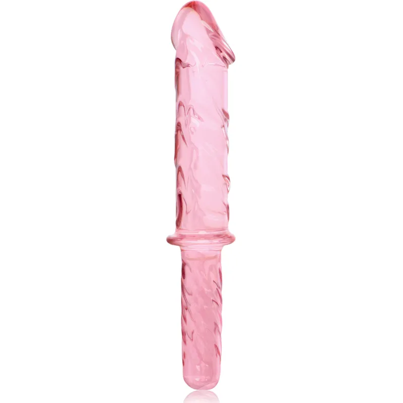 Plug anal verre borosilicate spiralé rose transparent hypoallergénique résistant chocs thermique ergonomique base élargie stimulation intense nettoyage facile compatible lubrifiants