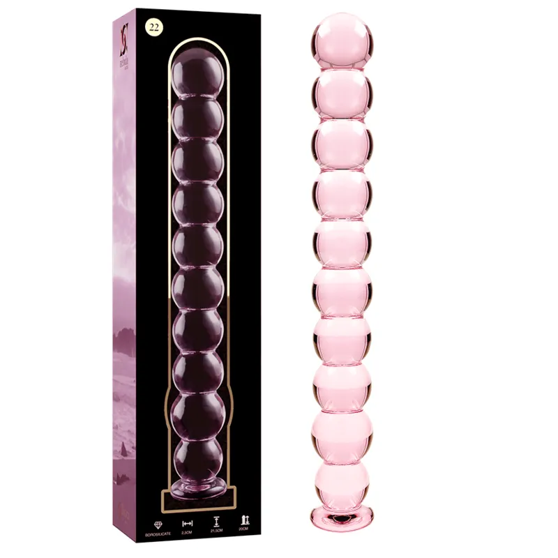 Plug anal verre borosilicate rose design texturé 22 cm sextoy luxe Ibiza Nebula Series