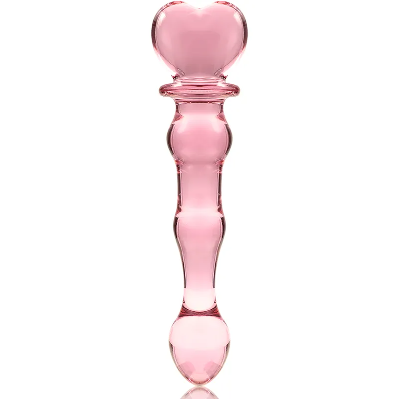 Dildo en verre borosilicate rose design dual cœur stimulation anal sextoy intimité Erotik Nebula Series Ibiza erotico