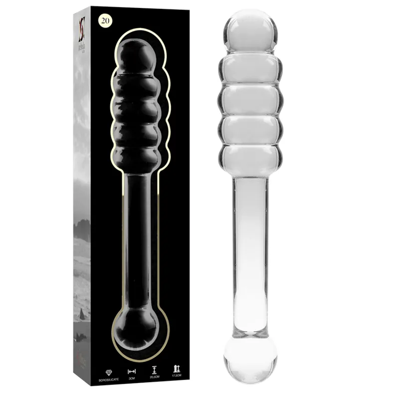 Gode en verre borosilicate clair 20.5 cm - Modèle Nebula Series by Ibiza sextoy erotico plug anal design élégant