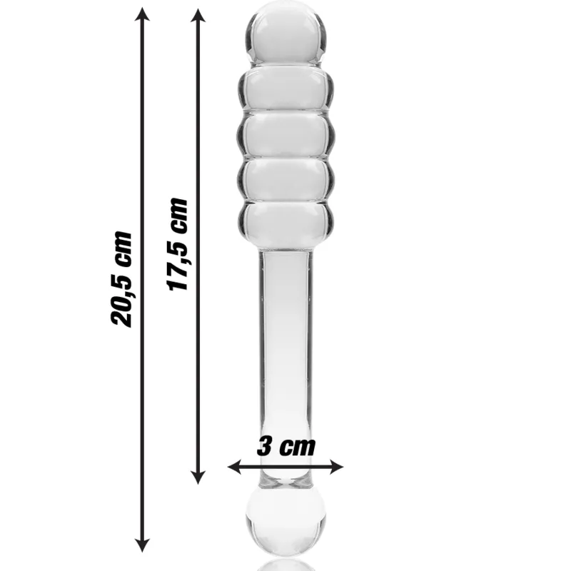 Gode en verre borosilicate clair 20.5 cm - Modèle Nebula Series by Ibiza sextoy erotico plug anal design élégant
