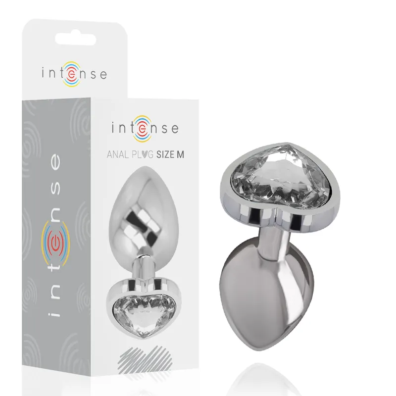 bouchon anal métal inoxydable réfléchissant moyenne conique base évasée bijou cœur cristal transparent hypoallergénique lisse glamour romantique sécurisé discret élégant